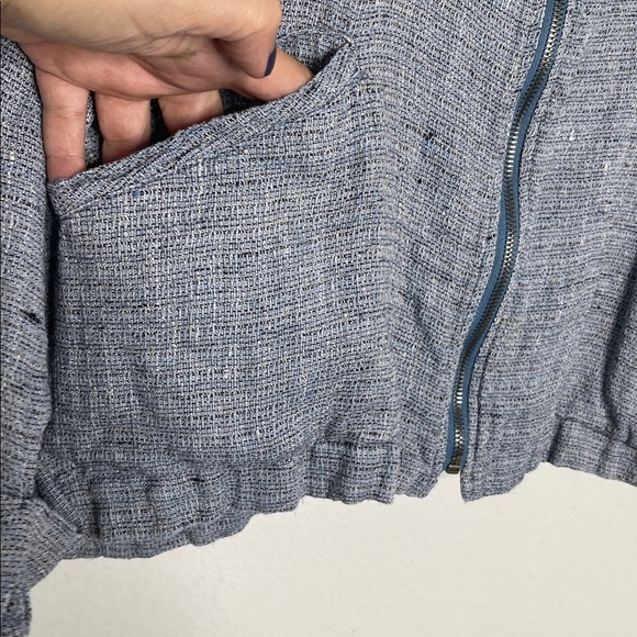Flax 100% Linen Blue Zipper Oversized Lagenlook Jacket Size Small - Picture 4 of 7